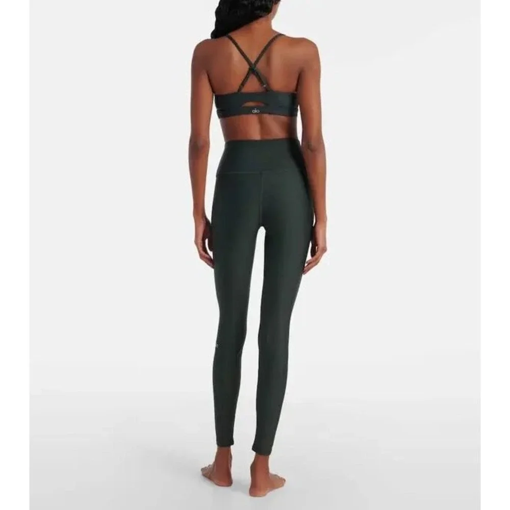 Alo Yoga Airlift High Rise Legging & Intrigue Bra Set Green S